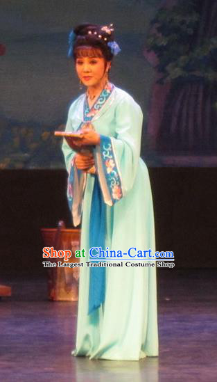 Chinese Shaoxing Opera Young Lady Dress Apparels and Headpieces Huang Dao Po Yue Opera Female Weaver Garment Costumes