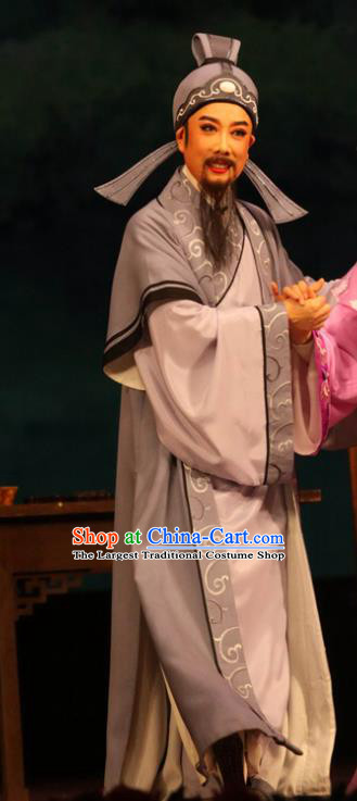 Huang Dao Po Chinese Yue Opera Elderly Male Garment Costumes and Headwear Shaoxing Opera Laosheng Apparels