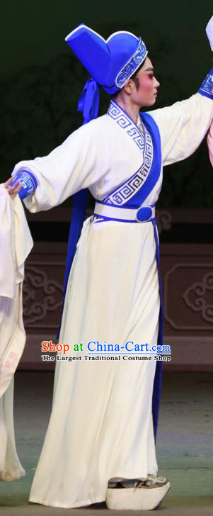 Chinese Yue Opera Chun Cao Young Male Costumes and Headwear Shaoxing Opera Wusheng Martial Swordsman Xue Meiting Garment Apparels