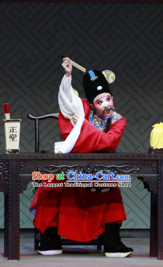 Chinese Yue Opera Magistrate Hu Jin Chun Cao Apparels Costumes and Headwear Shaoxing Opera Chou Role Clown Garment