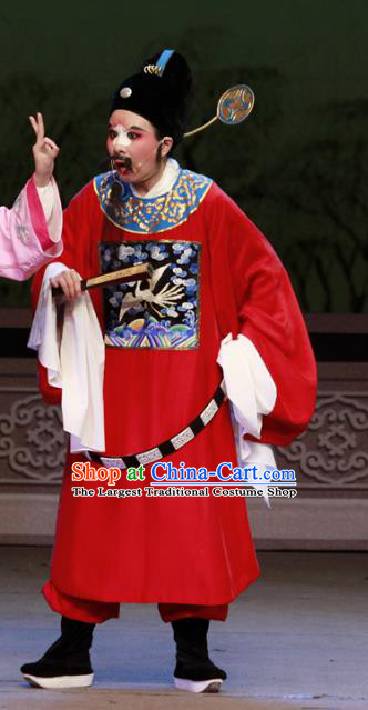 Chinese Yue Opera Magistrate Hu Jin Chun Cao Apparels Costumes and Headwear Shaoxing Opera Chou Role Clown Garment