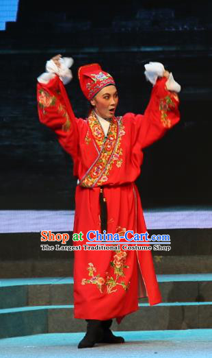 Chinese Yue Opera Xiaosheng Young Male Qing Jian Fan Ying Apparels and Headwear Shaoxing Opera Vestment Garment Costumes