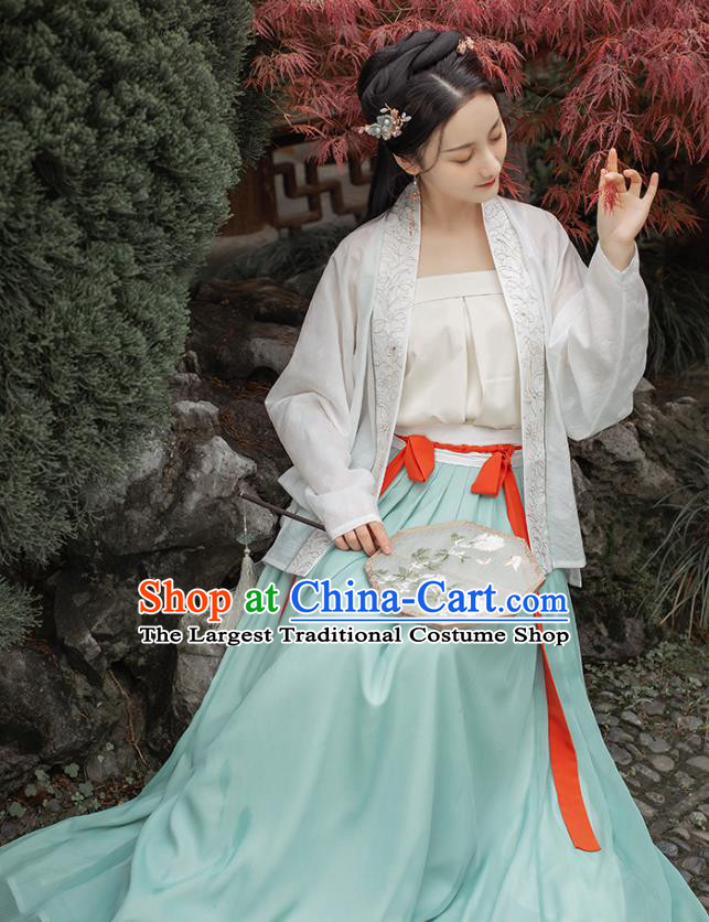 Traditional Chinese Song Dynasty Historical Costumes Ancient Young Lady Hanfu Dress Embroidered Garment