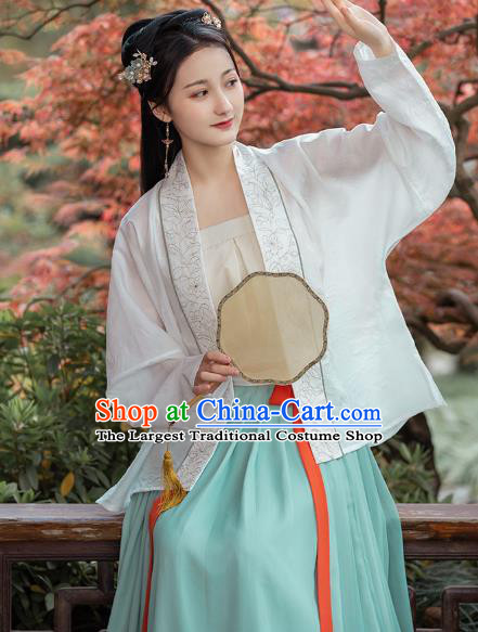 Traditional Chinese Song Dynasty Historical Costumes Ancient Young Lady Hanfu Dress Embroidered Garment