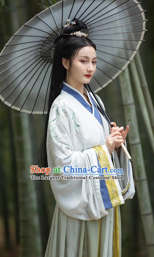 Chinese Traditional Jin Dynasty Young Lady Hanfu Dress Ancient Female Swordsman Garment Historical Costumes