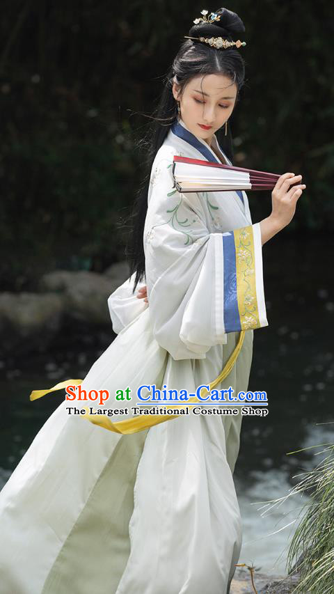 Chinese Traditional Jin Dynasty Young Lady Hanfu Dress Ancient Female Swordsman Garment Historical Costumes