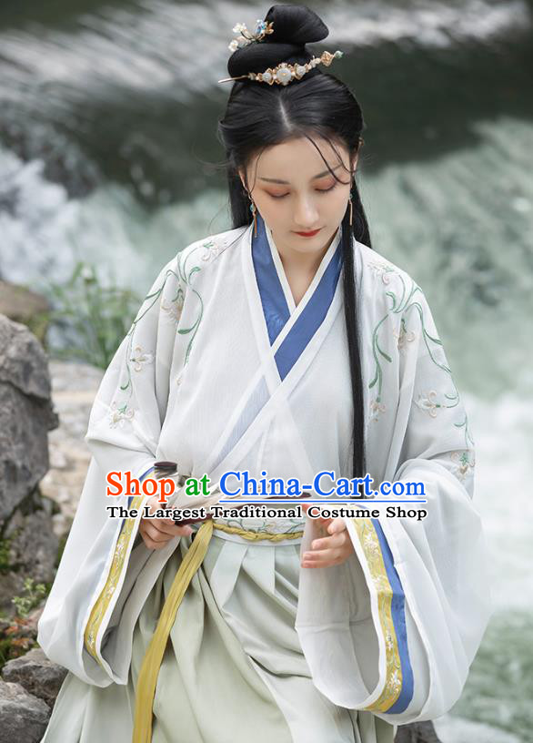 Chinese Traditional Jin Dynasty Young Lady Hanfu Dress Ancient Female Swordsman Garment Historical Costumes