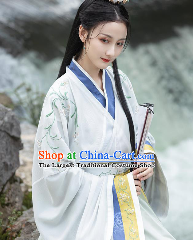 Chinese Traditional Jin Dynasty Young Lady Hanfu Dress Ancient Female Swordsman Garment Historical Costumes