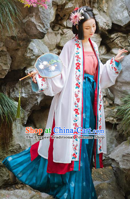 Chinese Traditional Hanfu Dress Song Dynasty Historical Costumes Ancient Noble Lady Embroidered Garment Apparels