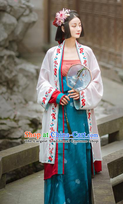Chinese Traditional Hanfu Dress Song Dynasty Historical Costumes Ancient Noble Lady Embroidered Garment Apparels