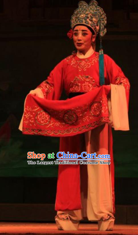 Yi Jian Zhong Qing Chinese Yue Opera Xiaosheng Garment Costumes and Headwear Shaoxing Opera Young Male Scholar Yan Jun Apparels