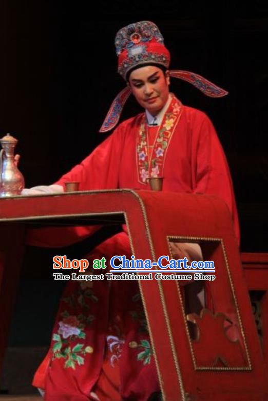Yi Jian Zhong Qing Chinese Yue Opera Scholar Qian Qing Garment Costumes and Headwear Shaoxing Opera Xiaosheng Young Male Wedding Apparels