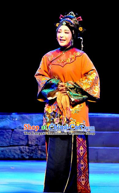 Chinese Shaoxing Opera Dame Qiu Hua Apparels Costumes and Headdress Yue Opera Liu Hua Xi Rich Female Dress Garment