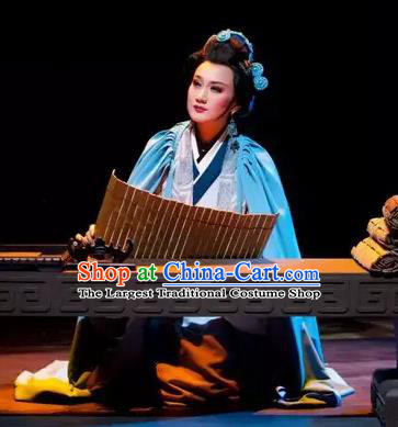 Chinese Shaoxing Opera Young Female Ban Zhao Apparels Costumes and Headpieces Yue Opera Litterateur Dress Garment
