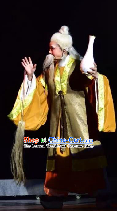 Chinese Yue Opera Elderly Male Garment Apparels Clothing and Headwear Shaoxing Opera Laosheng Costumes