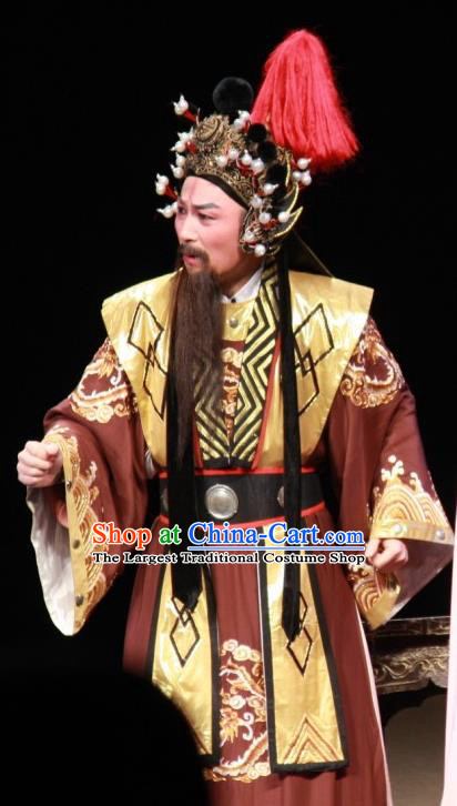 Chinese Yue Opera General Liu Zhiyuan Garment Clothing and Headwear Fengxue Hanmei Li Sanniang Shaoxing Opera Elderly Male Apparels Costumes