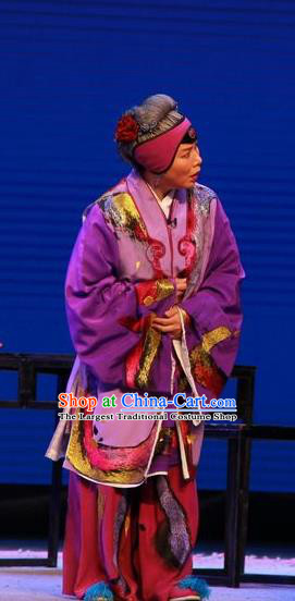 Chinese Kun Opera Elderly Female Dress Costumes and Headpieces Heros Kunqu Opera Old Dame Garment Apparels