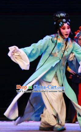 Chinese Kun Opera Young Lady Green Dress Costumes and Headpieces Wu Shi Ji Kunqu Opera Hua Tan Li Ruoshui Garment Apparels