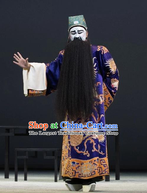 Chinese Kun Opera Treacherous Official Garment Apparels Clothing and Headwear Wu Shi Ji Kunqu Opera Laosheng Elderly Male Costumes