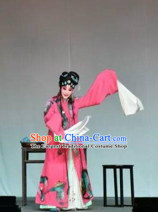 Chinese Kun Opera Diva Rosy Dress Costumes and Headdress Wu Shi Ji Kunqu Opera Garment Hua Tan Apparels