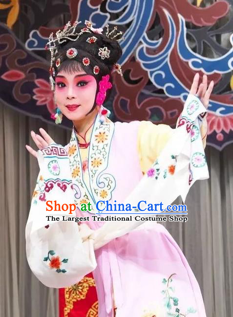 Chinese Kun Opera Young Lady Dress Costumes and Headdress Fifteen Strings of Cash Ji Kunqu Opera Actress Su Shujuan Garment Apparels