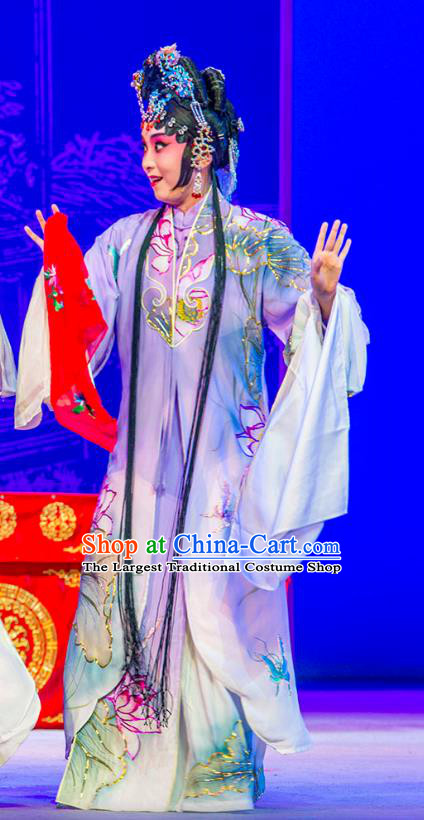 Chinese Kun Opera Actress Princess Purple Dress Costumes and Headpieces Nan Ke Dream Kunqu Opera Diva Garment Apparels