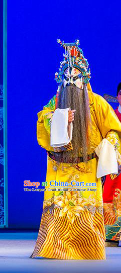 Chinese Kun Opera Elderly Male Costumes Nan Ke Dream Garment and Headwear Kunqu Opera Emperor Apparels Clothing