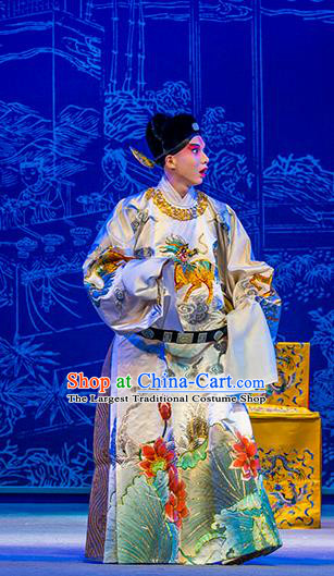 Chinese Kun Opera Xiaosheng Nan Ke Dream Chunyu Fen Garment and Headwear Kunqu Opera Scholar Costumes Apparels Official Clothing