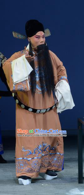 Chinese Kun Opera Laosheng Garment Apparels Clothing and Headwear Wu Shi Ji Kunqu Opera Elderly Male Costumes Official Robe