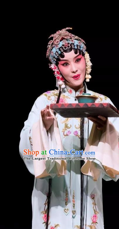 Chinese Kun Opera HUa Tan Fu Guiying Dress Apparels Costumes and Headdress Burning Incense Kunqu Opera Diva Garment