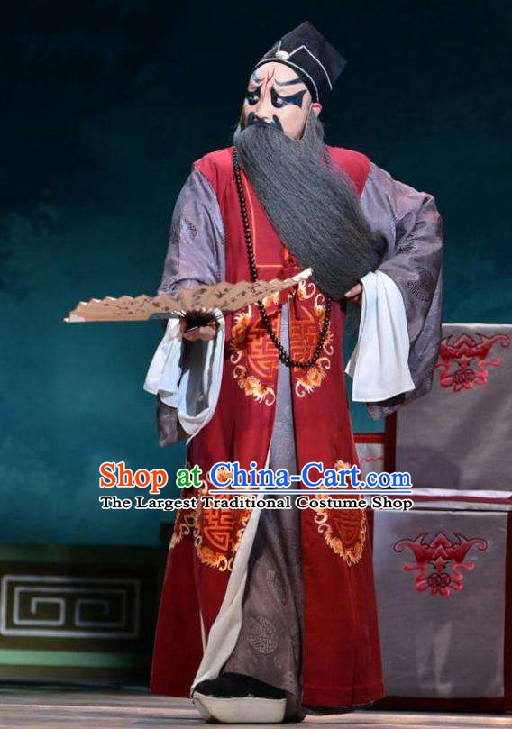 Bai Luo Shan Chinese Kun Opera Laosheng Xu Neng Apparels Garment Costumes and Headwear Kunqu Opera Elderly Man Clothing