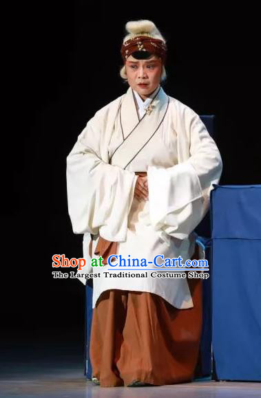 Chinese Kun Opera Old Woman Dress Apparels Costumes and Headdress Bai Luo Shan Kunqu Opera Elderly Female Garment