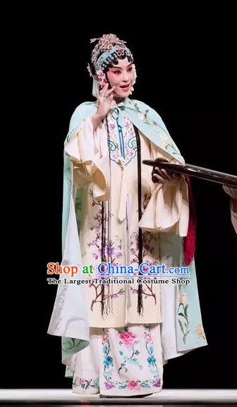 Chinese Kun Opera Rich Lady Dress Apparels Costumes and Headdress Burning Incense Kunqu Opera Hua Tan Young Female Garment