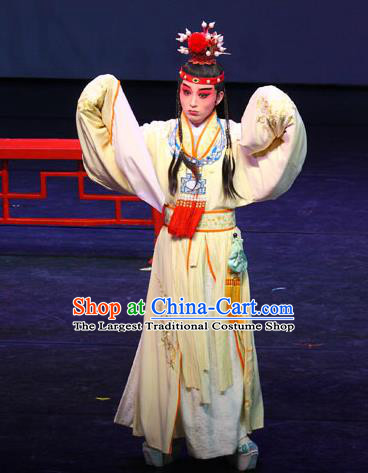 Chinese Kun Opera Dream of Red Mansions Jia Baoyu Apparels Garment Costumes and Headwear Kunqu Opera Young Childe Clothing