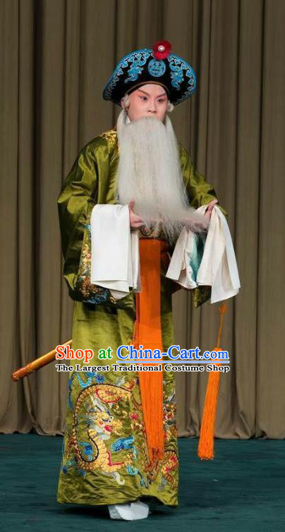 the Legend of Washing the Silk Gauze Chinese Kun Opera Garment Costumes and Headwear Kunqu Opera Elderly Male Wu Zixu Apparels Clothing