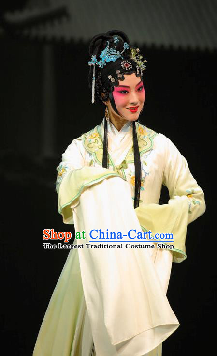 Chinese Kun Opera Patrician Lady Lin Daiyu Dress and Headdress Dream of Red Mansions Kunqu Opera Actress Garment Apparels Costumes