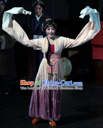 Chinese Kun Opera Young Lady Apparels Costumes and Headpieces Dream of Red Mansions Kunqu Opera Servant Girl Jin Chuan Dress Garment