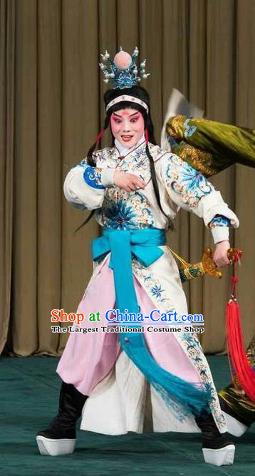 the Legend of Washing the Silk Gauze Chinese Kun Opera Young Man Garment Costumes and Headwear Kunqu Opera Martial Male Apparels Clothing