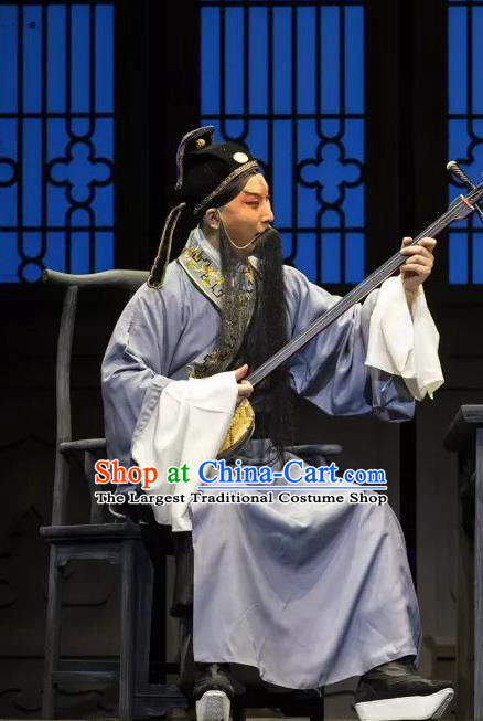 the Legend of Washing the Silk Gauze Chinese Kun Opera Laosheng Garment Costumes and Headwear Kunqu Opera Elderly Male Wei Liangfu Apparels Clothing