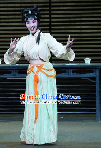 Chinese Kun Opera Servant Girl Apparels Costumes and Headpieces the Legend of Washing the Silk Gauze Kunqu Opera Xiaodan Dress Garment