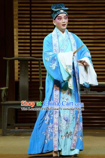 Chinese Kun Opera Niche Liang Chenyu Apparels Garment Costumes and Headwear the Legend of Washing the Silk Gauze Kunqu Opera Xiaosheng Clothing