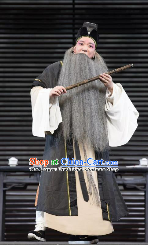 the Legend of Washing the Silk Gauze Chinese Kun Opera Elderly Male Apparels Garment Costumes and Headwear Kunqu Opera Old Man Clothing