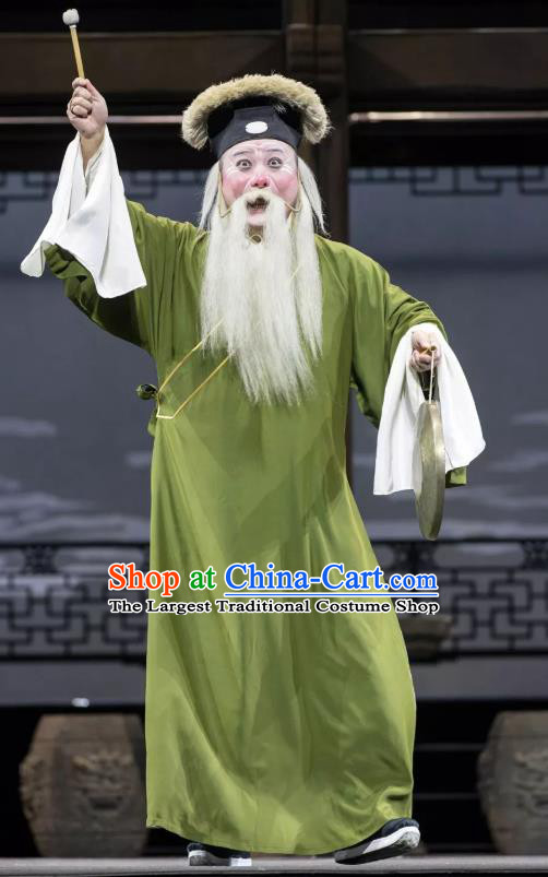 Chinese Kun Opera Elderly Male Apparels Garment Costumes and Headwear the Legend of Washing the Silk Gauze Kunqu Opera Laosheng Clothing