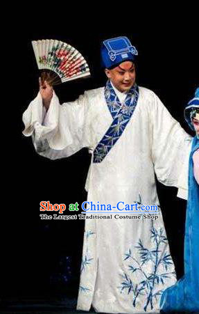 Six Chapters of a Floating Life Chinese Kun Opera Xiaosheng Shen Fu Apparels Garment Costumes and Headwear Kunqu Opera Clothing Scholar White Robe