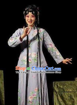 Chinese Kun Opera Xiaodan Ban Xia Purple Dress Apparels Costumes and Headpieces Six Chapters of a Floating Life Kunqu Opera Servant Girl Garment