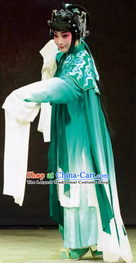 Chinese Kun Opera Hua Tan the Dream of Xiang Fei Nv Ying Green Dress Apparels Costumes and Headpieces Kunqu Opera Actress Young Female Garment