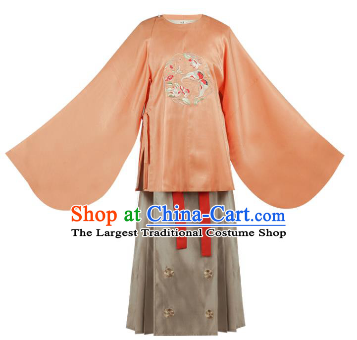 Chinese Traditional Hanfu Dress Ancient Noble Female Embroidered Garment Ming Dynasty Historical Costumes