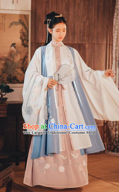 Chinese Ancient Ming Dynasty Historical Costumes Complete Set Princess Embroidered Garment Traditional Young Women Hanfu Dress