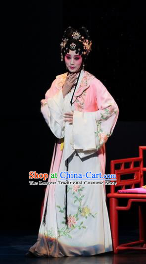 Chinese Kun Opera Diva Xue Baochai Apparels Costumes and Headpieces Dream of Red Mansions Kunqu Opera Rich Young Lady Actress Pink Dress Garment