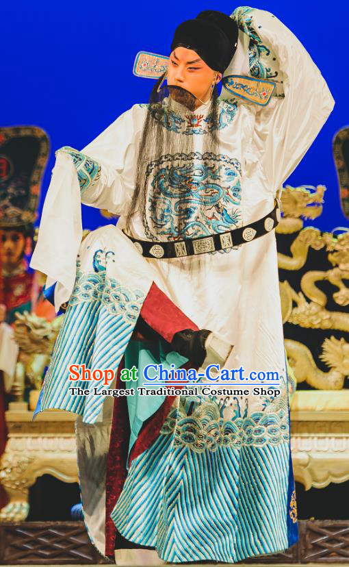 The Tale of Handan Chinese Kun Opera Elderly Male Apparels and Headwear Kunqu Opera Garment Magistrate Costumes Official Vestment